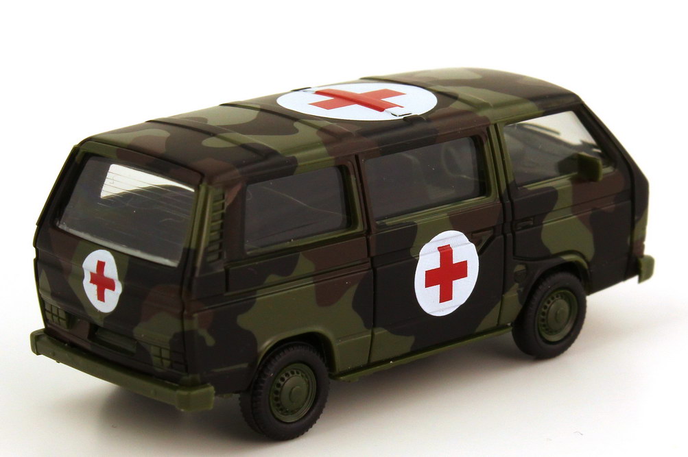 Foto 1:87 VW T3 Bus Bundeswehr Rotes Kreuz in Tarnfarben Maag 700115
