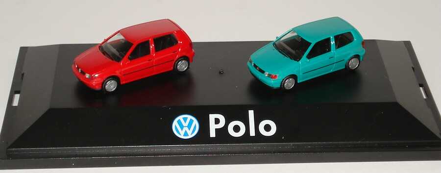 Foto 1:87 Volkswagen Der neue Polo. So groß kann klein sein (Polo 2türig grün + Polo 4türig rot) Werbemodell herpa