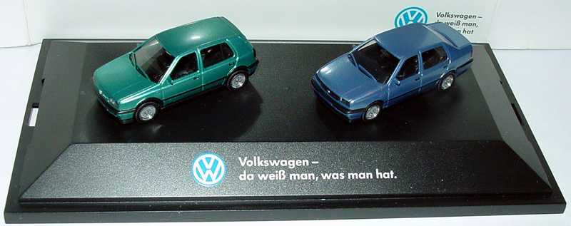 Foto 1:87 Volkswagen PKW Edition Nr.3 (Golf III VR6 grün-met. + Vento blaumet.) herpa 94205