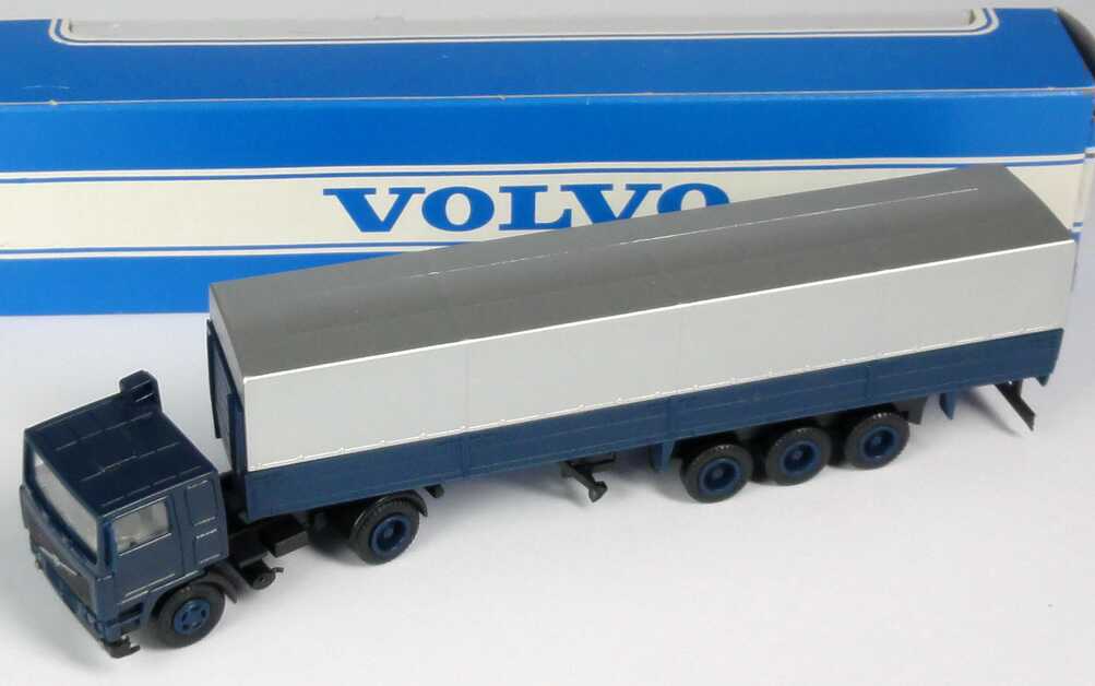 Foto 1:87 Volvo F10 PPSzg 2/3 dunkelblau/silber (angegossene Spiegel, Volvo-Verpackung) herpa 280586