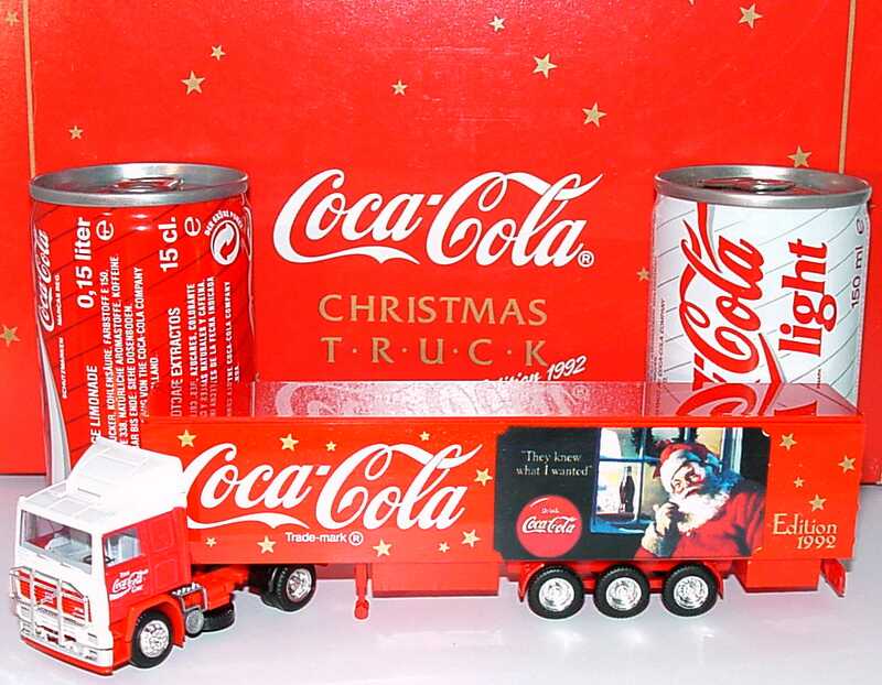 Foto 1:87 Volvo F12 Fv KoSzg 2/3 Coca-Cola, Christmas Truck Edition 1992 mit 0,15l Cola-Dosen Albedo