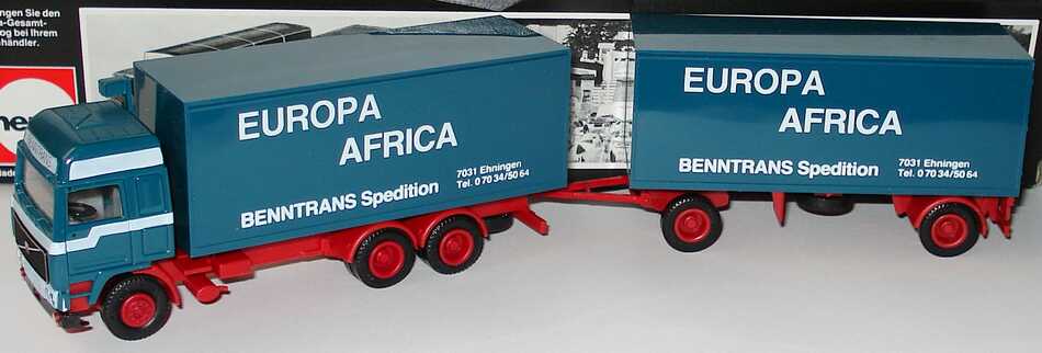 Foto 1:87 Volvo F12 Globetrotter KoHgz 3/2 Benntrans Spedition Ehningen, Europa Africa herpa