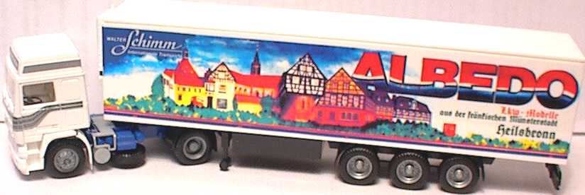 Foto 1:87 Volvo F12 Globetrotter KükoSzg 2/3 Schimm Transporte, Albedo (Zugmaschine weiß) Albedo