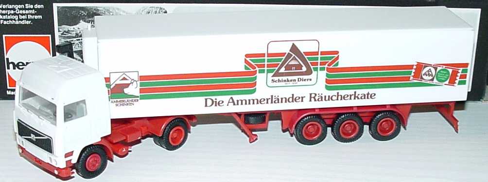 Foto 1:87 Volvo F12 Globetrotter KükoSzg 2/3 Schinken Diers - Die Ammerländer Räucherkate herpa