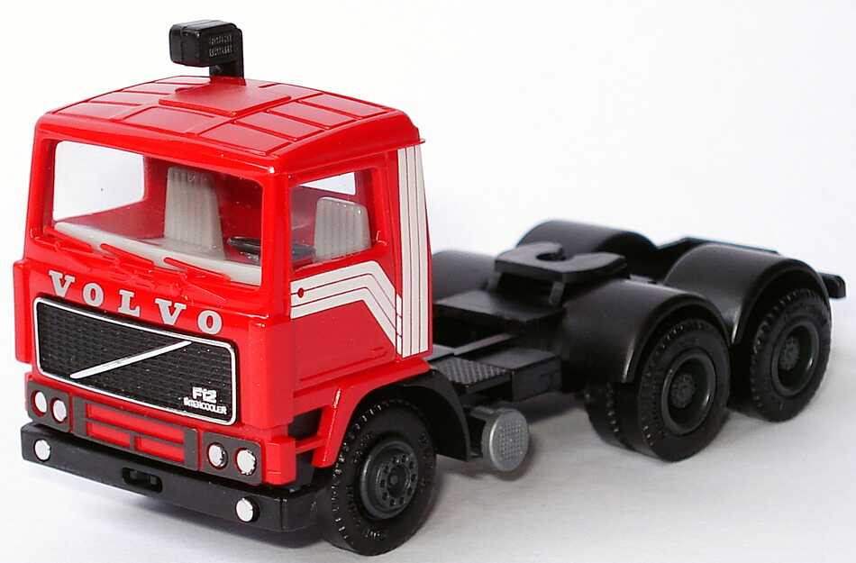 Foto 1:87 Volvo F12 (K) 3a Szgm rot/schwarz, weißes Streifendekor herpa 838001