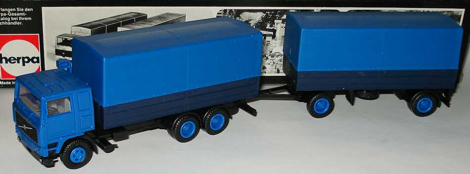 Foto 1:87 Volvo F12 PPHgz 3/2 dunkelblau/blau (Spiegel fest, alte Felgen) herpa 801322