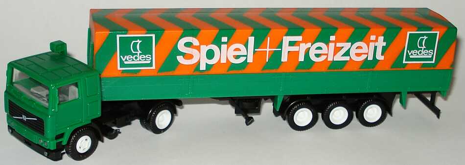 Foto 1:87 Volvo F12 PPSzg 2/3 Vedes Spiel + Freizeit (angegossene Spiegel) herpa 801273