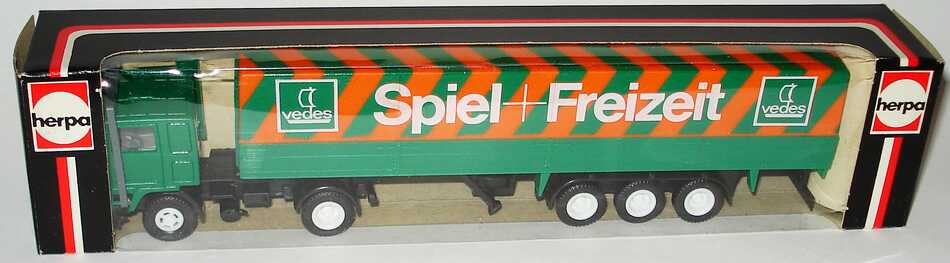 Foto 1:87 Volvo F12 PPSzg 2/3 Vedes Spiel + Freizeit (angegossene Spiegel) herpa 801273