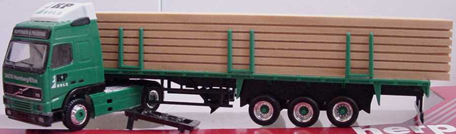 Foto 1:87 Volvo FH Globetrotter Fv Cv RungenSzg 2/3 mit Holzladung K+P Holz herpa 143912