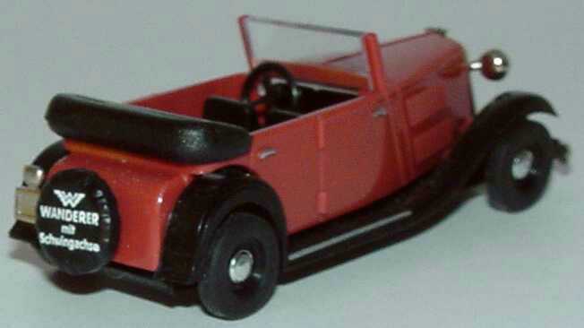 Foto 1:87 Wanderer W 240 Cabrio-Limousine karminrot/schwarz, Heckdruck Wanderer mit Schwingachse Brekina 17040