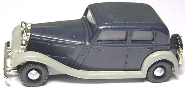 Foto 1:87 Wanderer W 240 Limousine dunkelblau/grau, Reserveraddruck Wanderer mit Schwingachse Brekina 17030