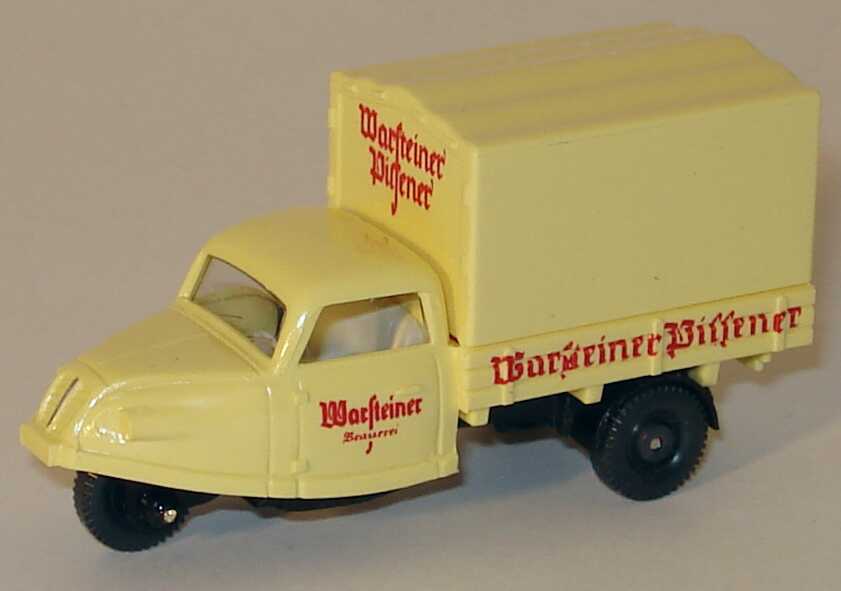 Foto 1:87 Warsteiner Historical Motoring 1. Modell-Edition (Goliath Goli Dreirad + Mercedes-Benz L 319 Kasten + Büssing 8000 2a PP-Lkw in Videohülle) Wiking