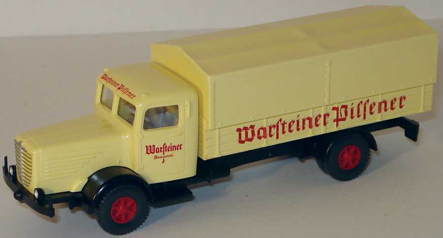 Foto 1:87 Warsteiner Historical Motoring 1. Modell-Edition (Goliath Goli Dreirad + Mercedes-Benz L 319 Kasten + Büssing 8000 2a PP-Lkw in Videohülle) Wiking