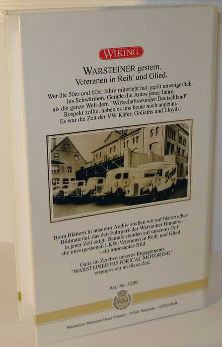 Foto 1:87 Warsteiner Historical Motoring 2. Modell-Edition (VW Brezel-Käfer + Hanomag Kurier Getränkewagen + Mercedes  LP321 2a PP-Lkw in Videohülle) Wiking 3289