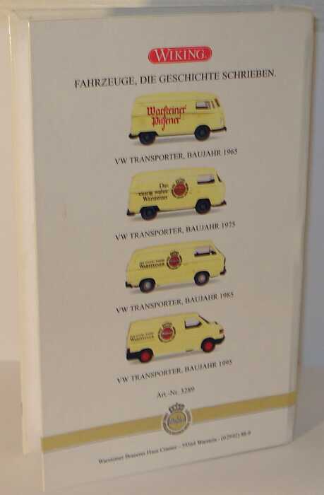 Foto 1:87 Warsteiner Historical Motoring 3. Modell-Edition (VW T1 + T2 + T3 + T4 Kasten in Videohülle) Wiking 3289