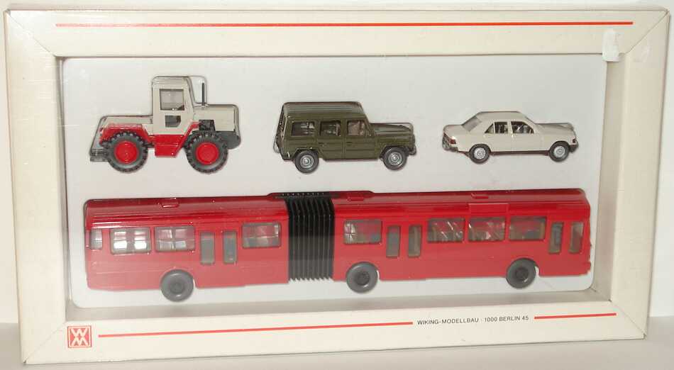 Foto 1:87 Wiking Set-Packung Mercedes-Benz Modelle (MB-Trac + G-Modell + 190E + O 305 G) Wiking