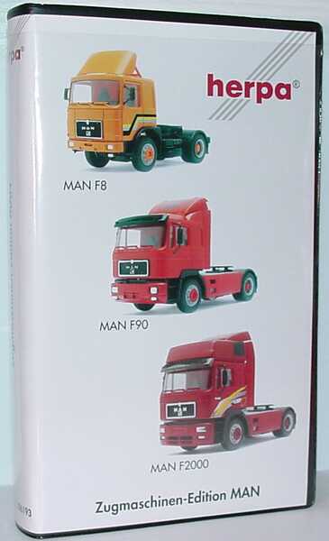 Foto 1:87 Zugmaschinen-Edition MAN (MAN F8 orange + MAN F90 Fv Cv rot + MAN F2000 Hochdach Fv Cv weinrot) herpa 186193