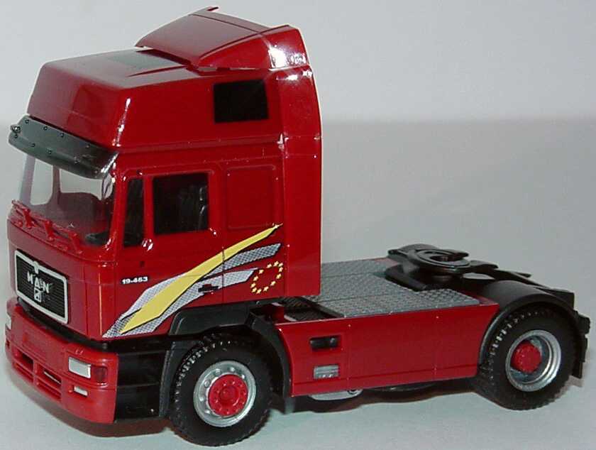 Foto 1:87 Zugmaschinen-Edition MAN (MAN F8 orange + MAN F90 Fv Cv rot + MAN F2000 Hochdach Fv Cv weinrot) herpa 186193