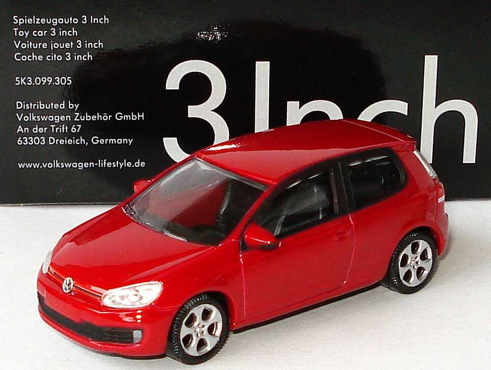 Foto 3Inch 1:57 VW Golf VI GTI 3türig tornadorot Werbemodell Norev 5K3099305